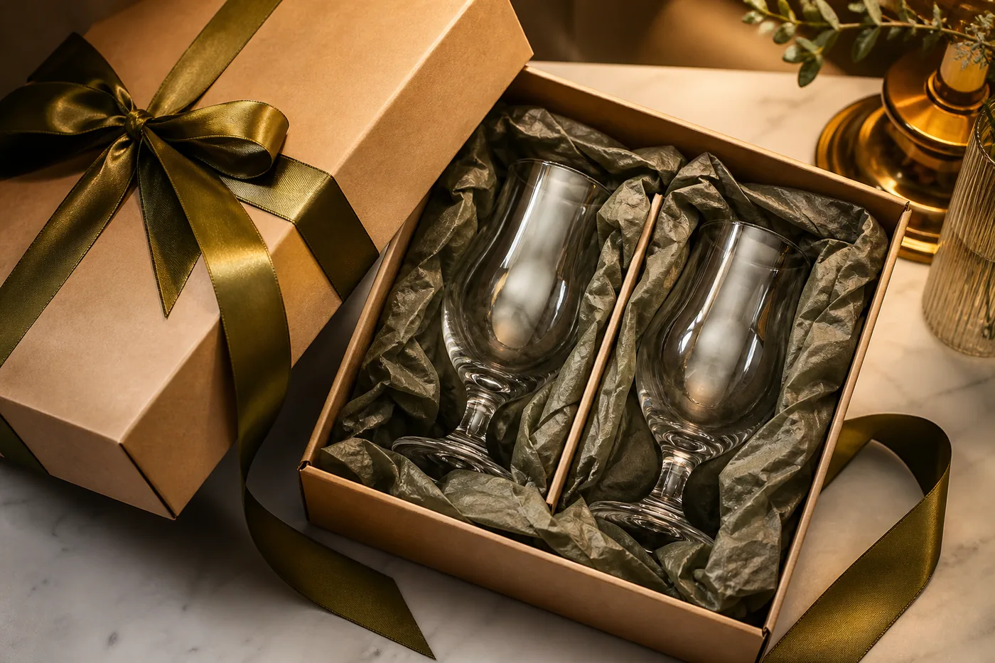 Ribboned twin tulips gift box