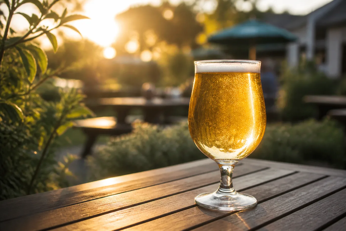 Patio tulip beer sunset glow